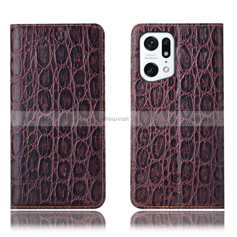 Leather Case Stands Flip Cover Holder H16P for Oppo Find X5 5G