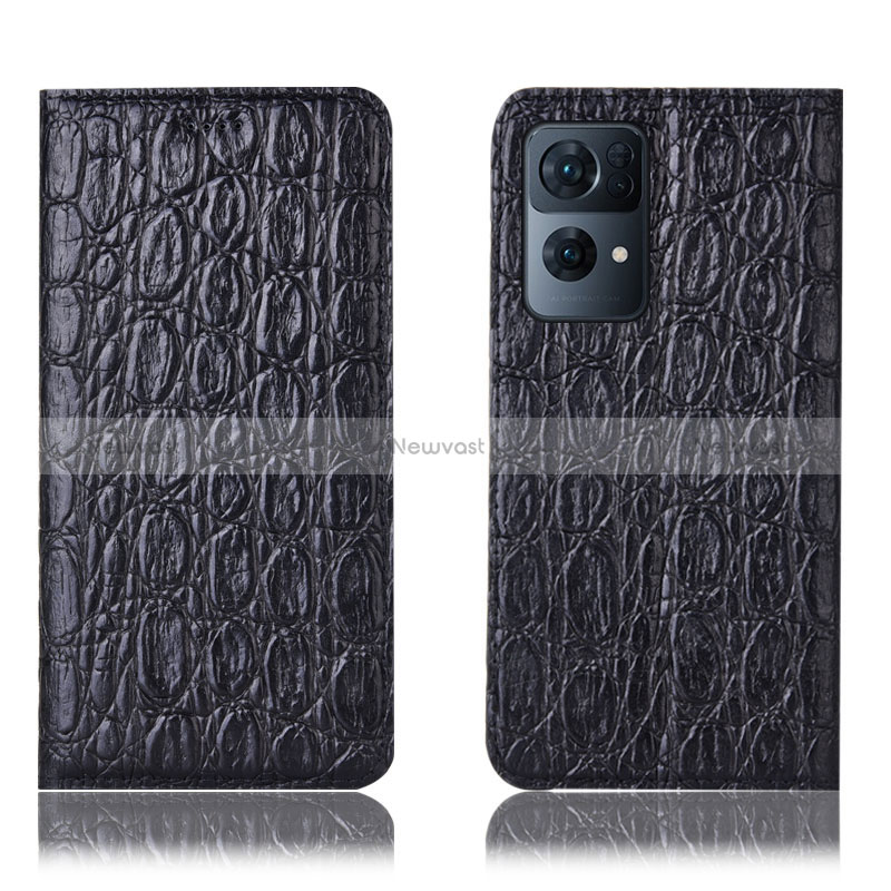 Leather Case Stands Flip Cover Holder H16P for Oppo Reno7 Pro 5G