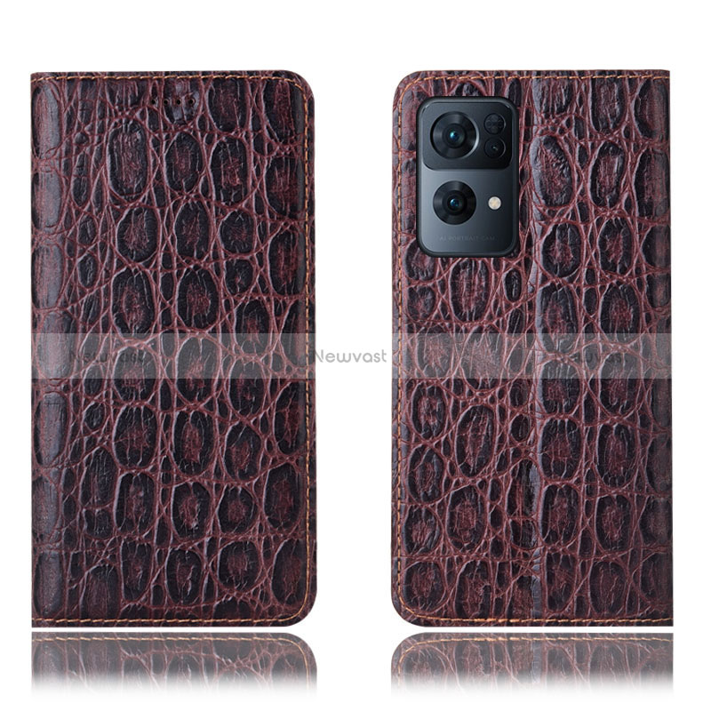 Leather Case Stands Flip Cover Holder H16P for Oppo Reno7 Pro 5G