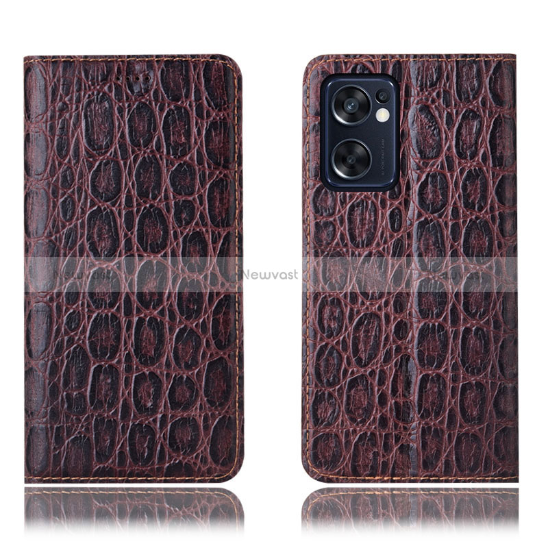Leather Case Stands Flip Cover Holder H16P for Oppo Reno7 SE 5G