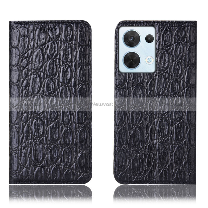 Leather Case Stands Flip Cover Holder H16P for Oppo Reno8 5G