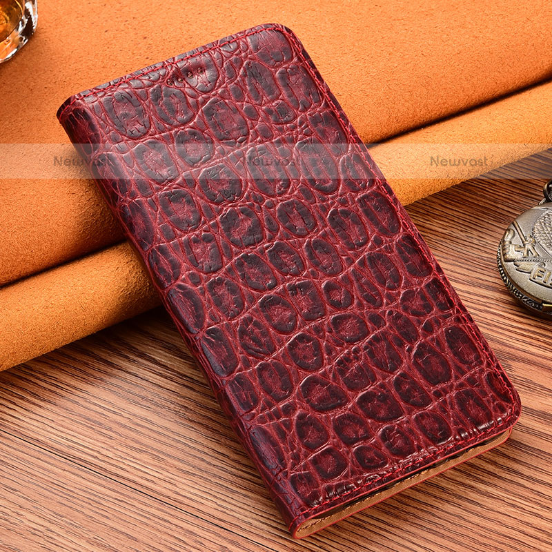 Leather Case Stands Flip Cover Holder H16P for Samsung Galaxy S20 Ultra 5G Red