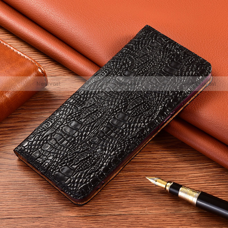 Leather Case Stands Flip Cover Holder H17P for Motorola Moto G10 Black