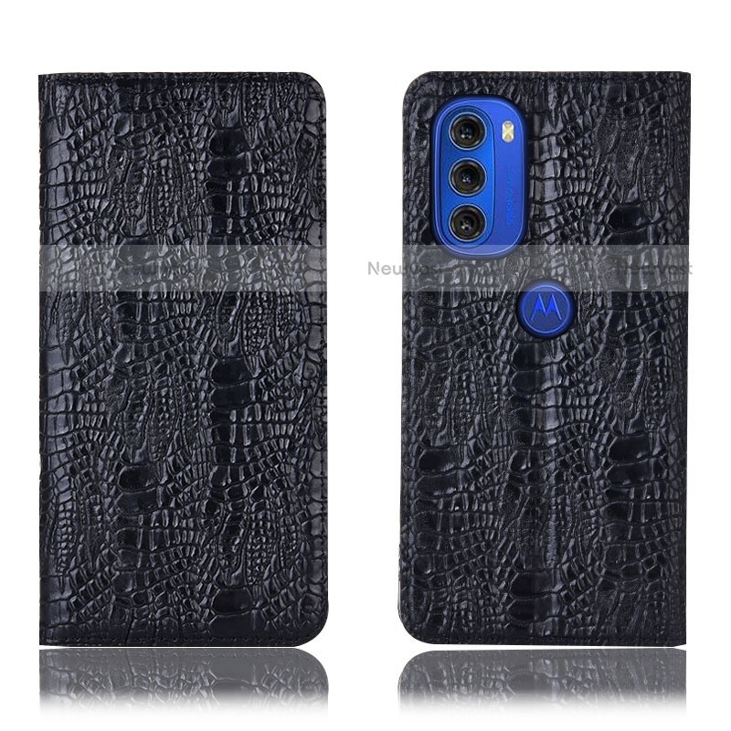 Leather Case Stands Flip Cover Holder H17P for Motorola Moto G51 5G