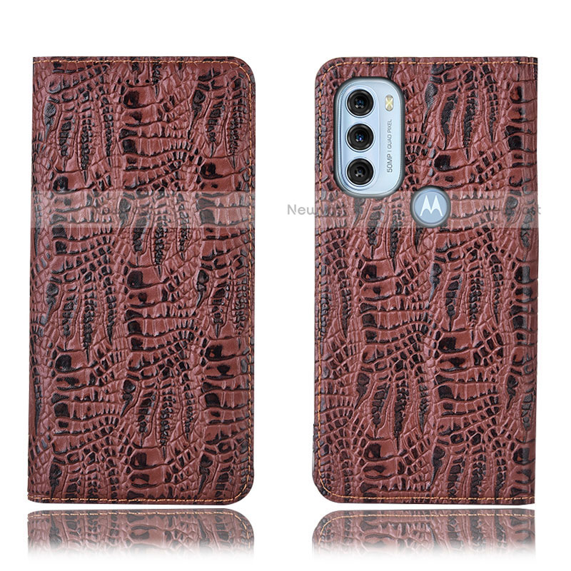 Leather Case Stands Flip Cover Holder H17P for Motorola Moto G71 5G