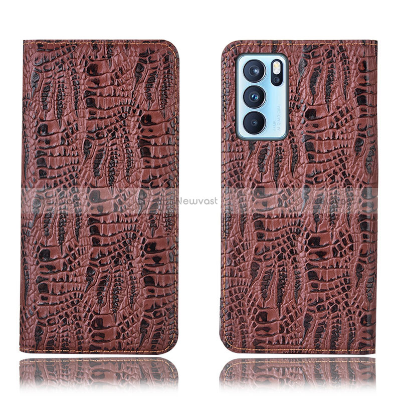 Leather Case Stands Flip Cover Holder H17P for Oppo Reno6 Pro 5G India