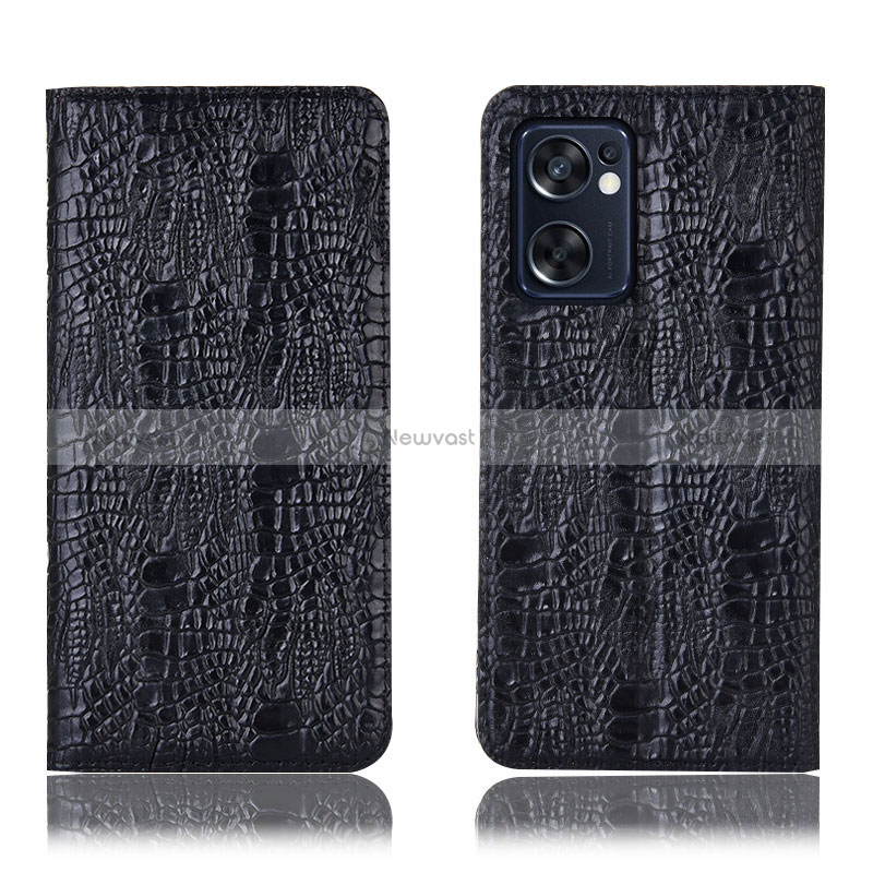 Leather Case Stands Flip Cover Holder H17P for Oppo Reno7 SE 5G