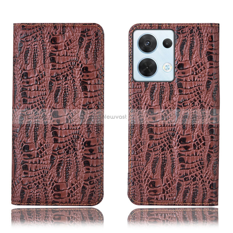 Leather Case Stands Flip Cover Holder H17P for Oppo Reno9 5G