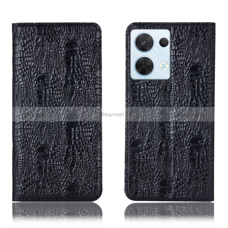 Leather Case Stands Flip Cover Holder H17P for Oppo Reno9 Pro 5G