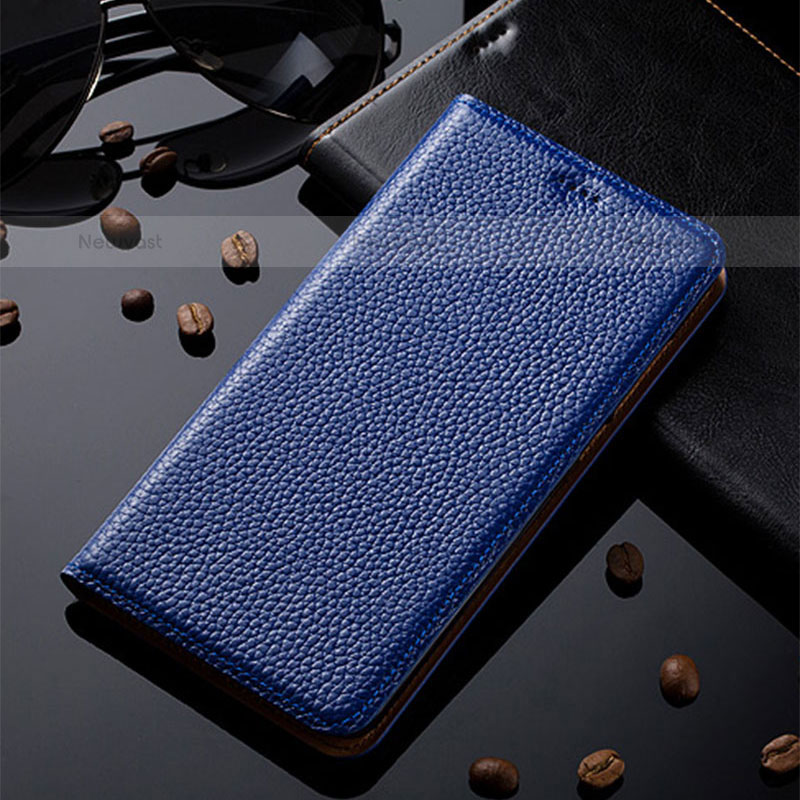 Leather Case Stands Flip Cover Holder H17P for Vivo iQOO 8 Pro 5G Blue
