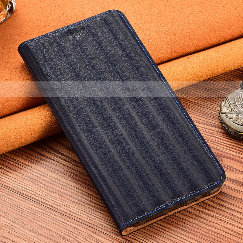 Leather Case Stands Flip Cover Holder H18P for Motorola Moto G10 Blue