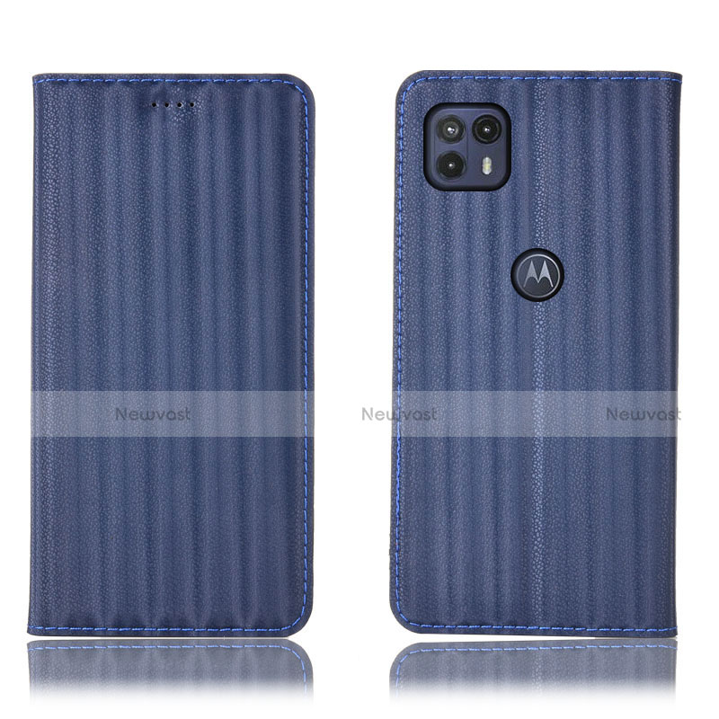 Leather Case Stands Flip Cover Holder H18P for Motorola Moto G50 5G Blue