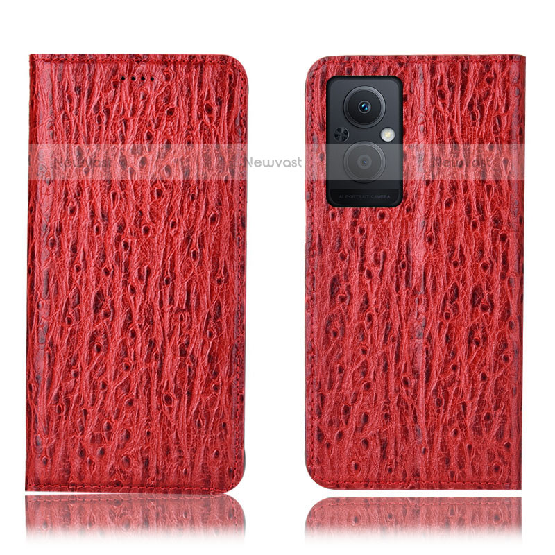 Leather Case Stands Flip Cover Holder H18P for OnePlus Nord N20 5G Red