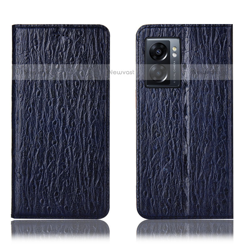 Leather Case Stands Flip Cover Holder H18P for OnePlus Nord N300 5G Blue
