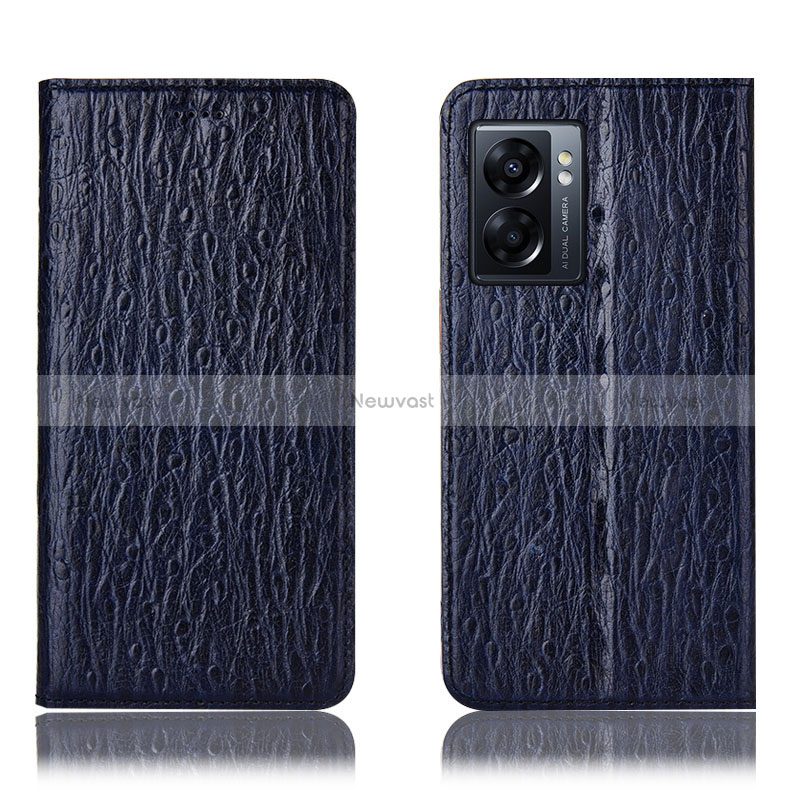 Leather Case Stands Flip Cover Holder H18P for Realme Narzo 50 5G Blue