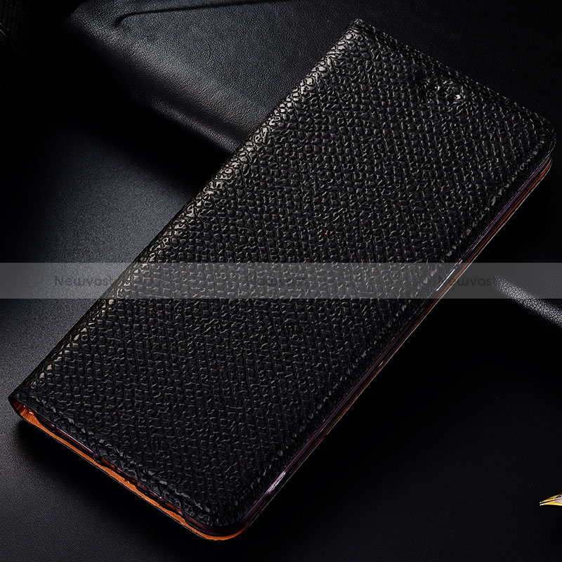 Leather Case Stands Flip Cover Holder H18P for Samsung Galaxy A30S Black