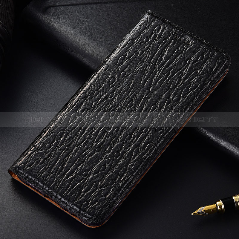 Leather Case Stands Flip Cover Holder H18P for Samsung Galaxy F52 5G Black