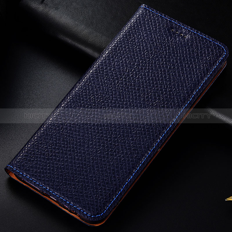 Leather Case Stands Flip Cover Holder H18P for Samsung Galaxy F62 5G Blue