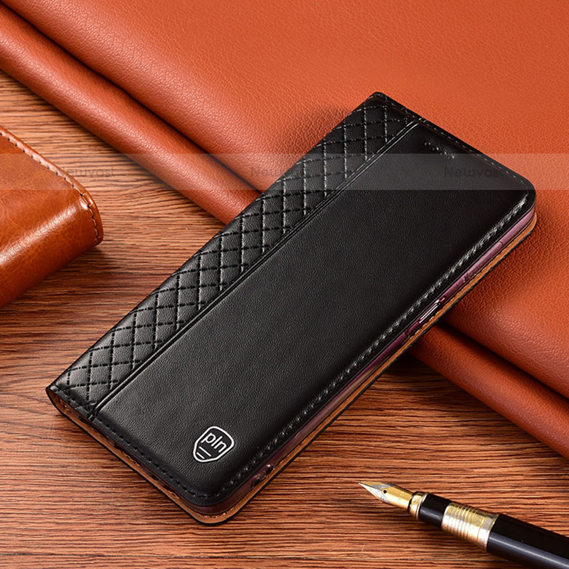 Leather Case Stands Flip Cover Holder H18P for Vivo iQOO 8 5G Black