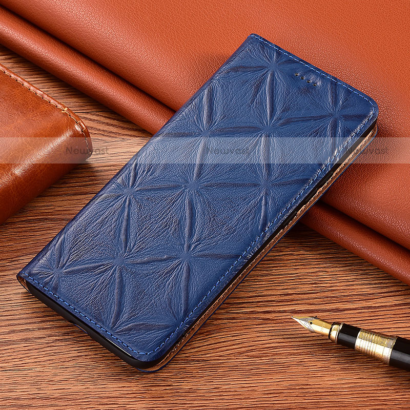 Leather Case Stands Flip Cover Holder H19P for Motorola Moto Edge S Pro 5G Blue