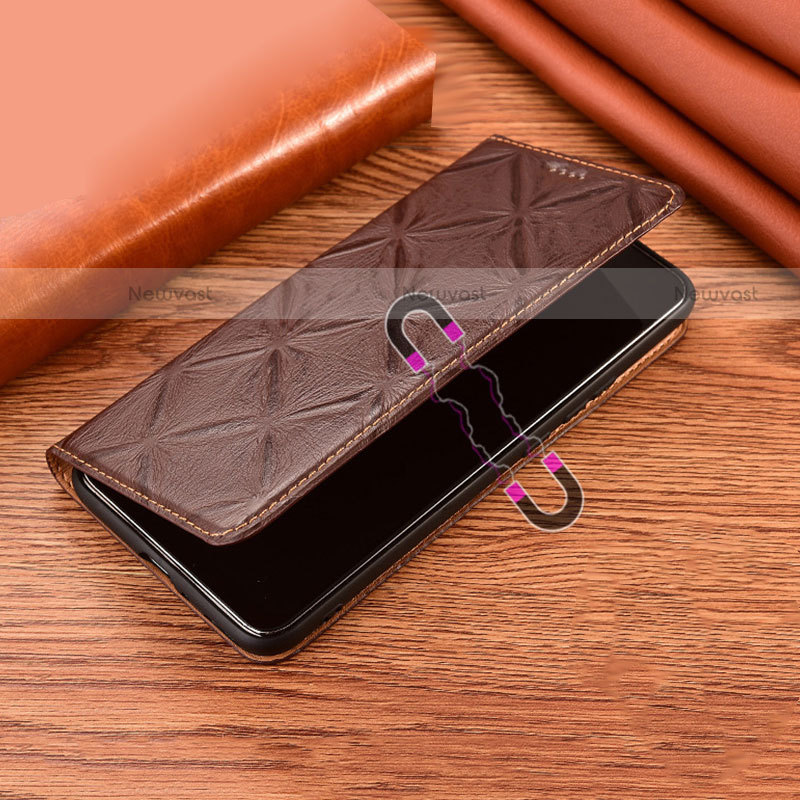 Leather Case Stands Flip Cover Holder H19P for Motorola Moto G51 5G