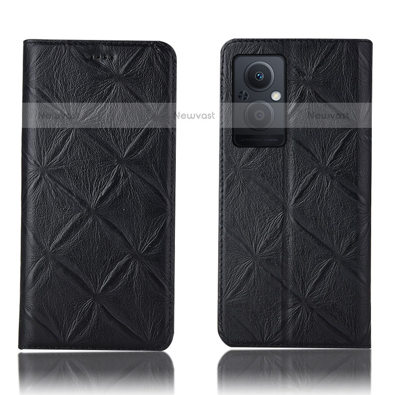 Leather Case Stands Flip Cover Holder H19P for OnePlus Nord N20 5G Black