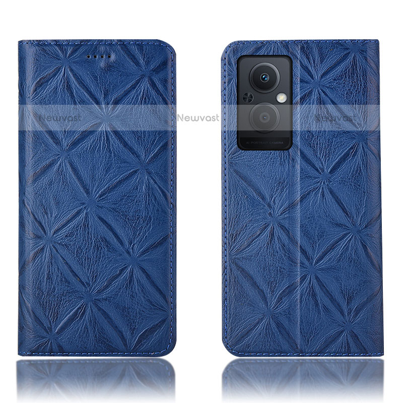 Leather Case Stands Flip Cover Holder H19P for OnePlus Nord N20 5G Blue