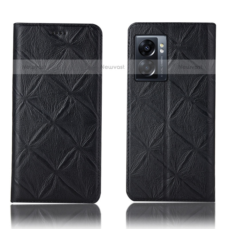 Leather Case Stands Flip Cover Holder H19P for OnePlus Nord N300 5G Black