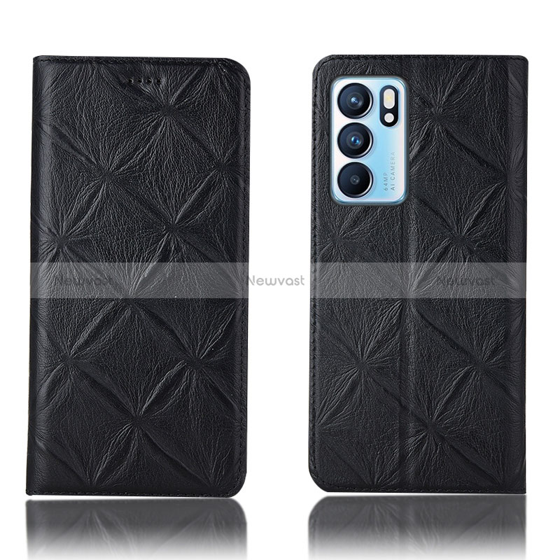 Leather Case Stands Flip Cover Holder H19P for Oppo Reno6 5G