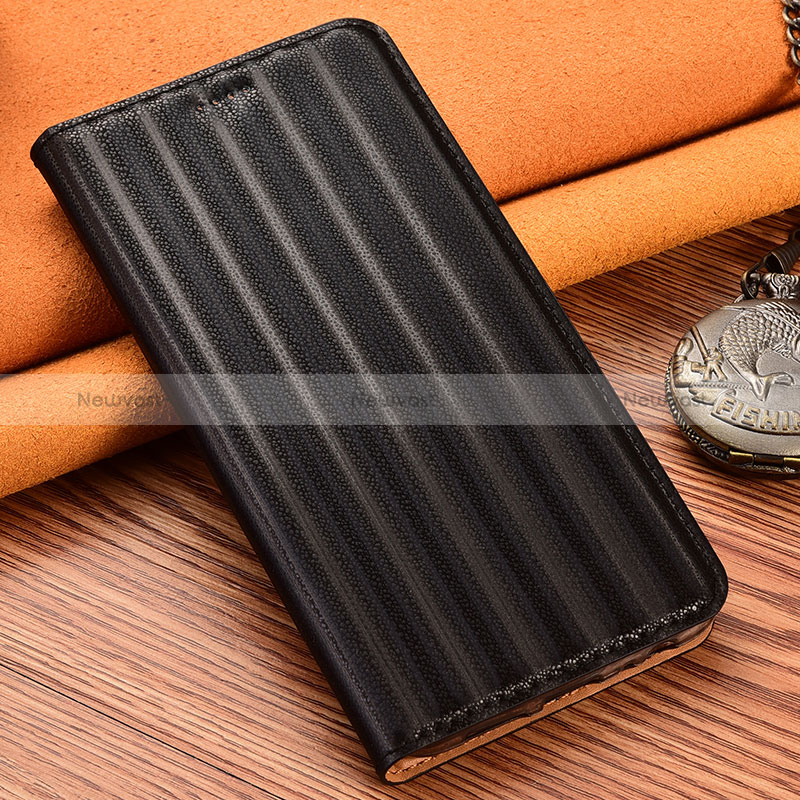 Leather Case Stands Flip Cover Holder H19P for Samsung Galaxy A01 Core Black