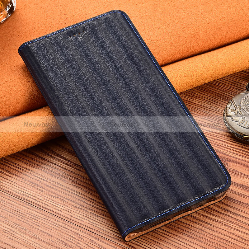 Leather Case Stands Flip Cover Holder H19P for Samsung Galaxy M01 Core Blue