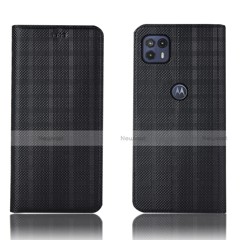 Leather Case Stands Flip Cover Holder H20P for Motorola Moto G50 5G Black