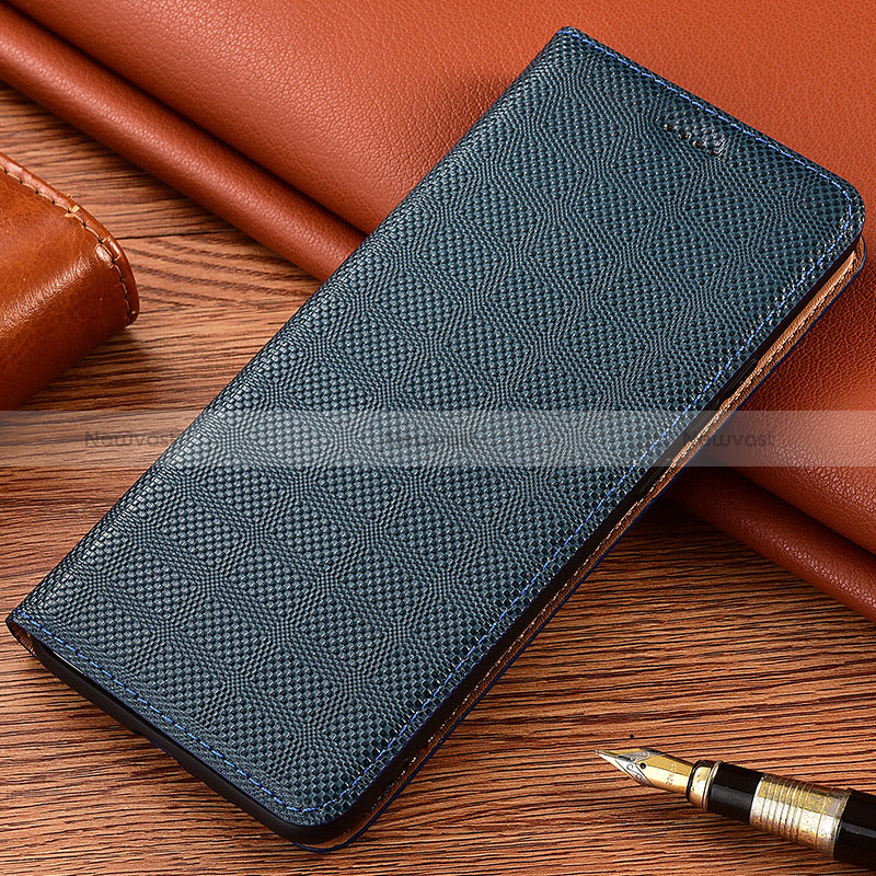 Leather Case Stands Flip Cover Holder H20P for OnePlus 12R 5G Blue