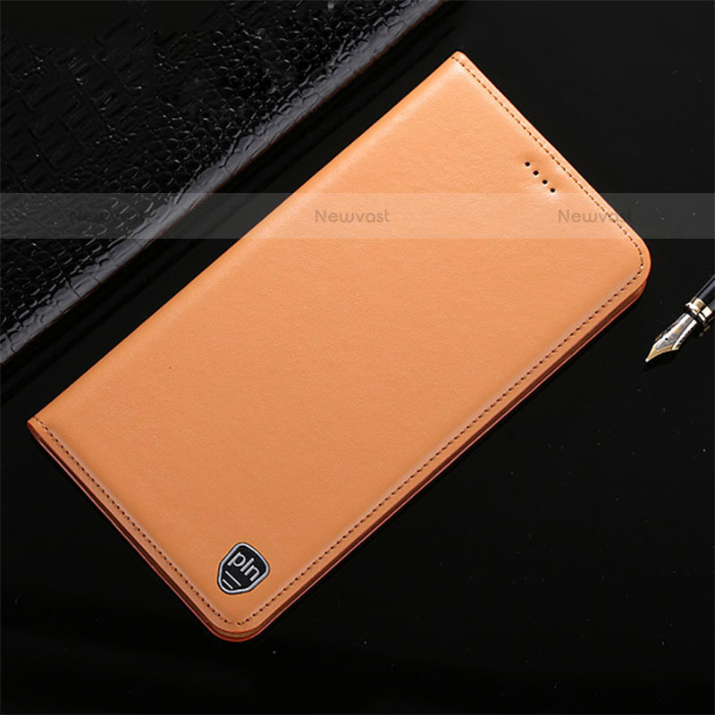 Leather Case Stands Flip Cover Holder H20P for Vivo iQOO 8 5G Orange