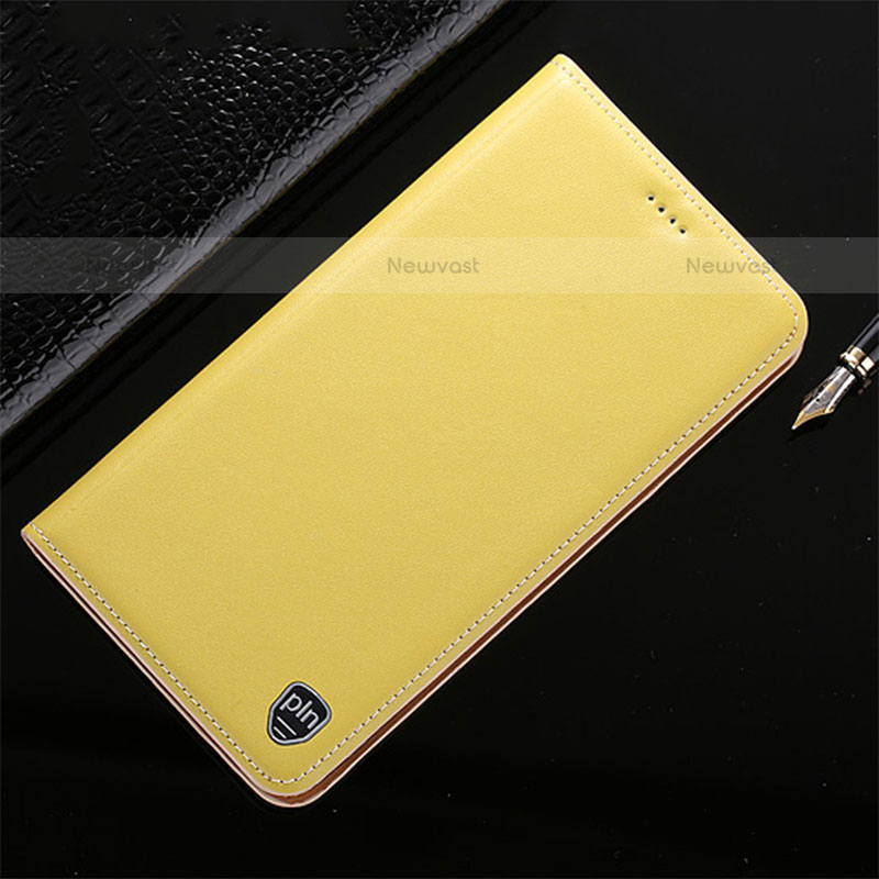 Leather Case Stands Flip Cover Holder H20P for Vivo iQOO 8 5G Yellow