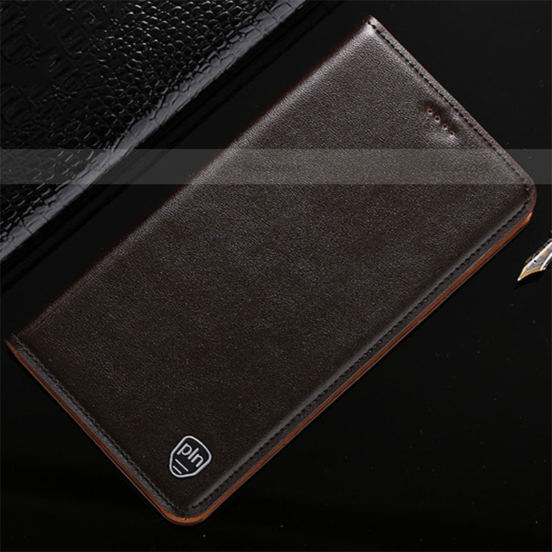 Leather Case Stands Flip Cover Holder H20P for Vivo iQOO 9 Pro 5G Brown