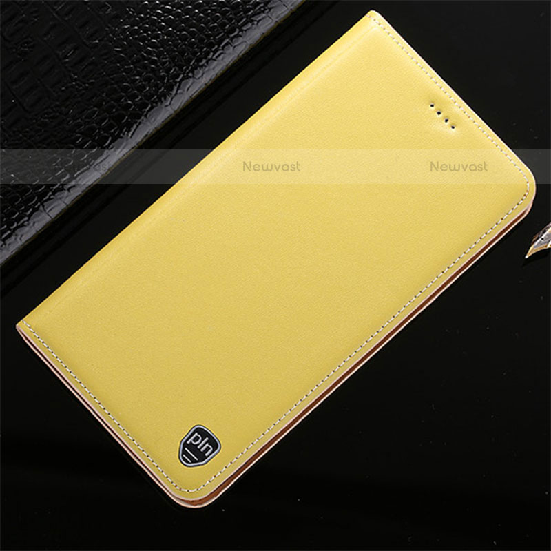 Leather Case Stands Flip Cover Holder H20P for Vivo iQOO 9 Pro 5G Yellow