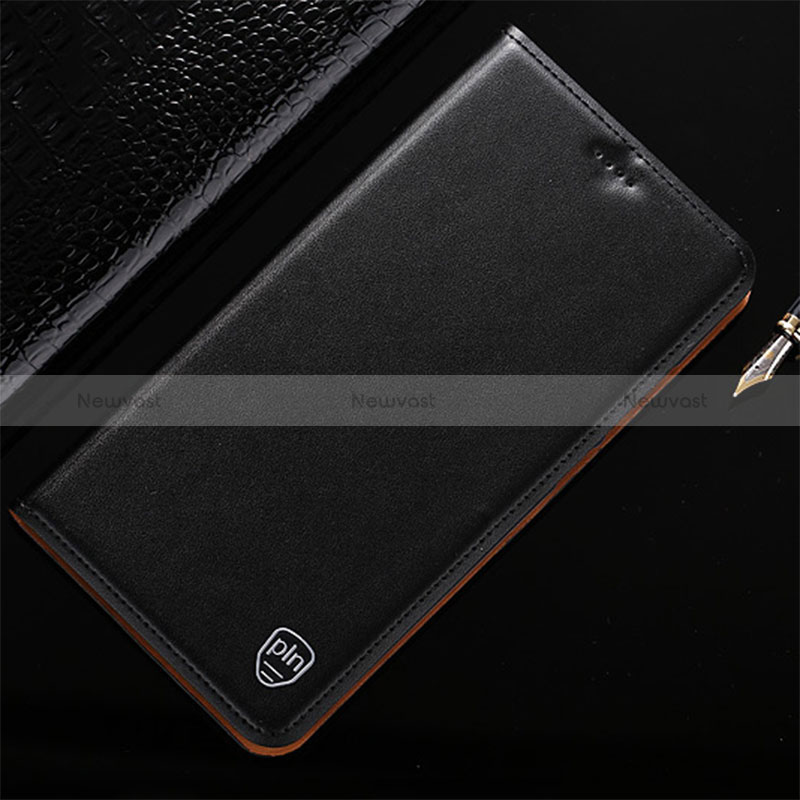 Leather Case Stands Flip Cover Holder H21P for Apple iPhone 12 Black
