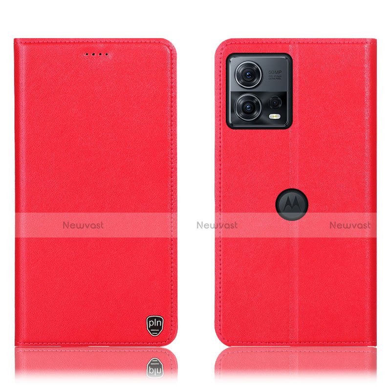 Leather Case Stands Flip Cover Holder H21P for Motorola Moto Edge S30 Pro 5G Red