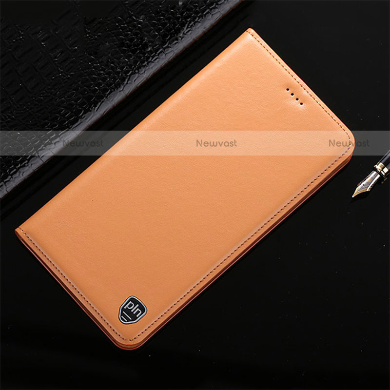 Leather Case Stands Flip Cover Holder H21P for Motorola Moto G Power (2022) Orange