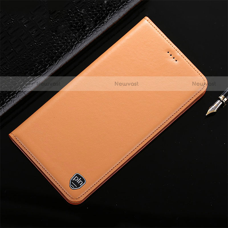 Leather Case Stands Flip Cover Holder H21P for Motorola Moto G10 Power Orange