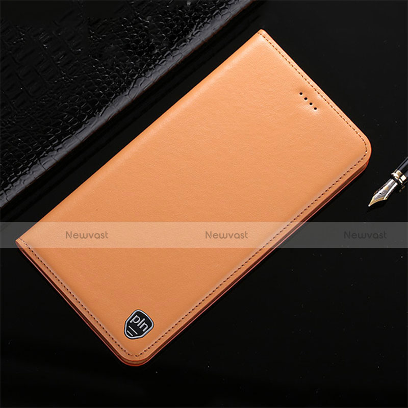 Leather Case Stands Flip Cover Holder H21P for Motorola Moto G30 Orange