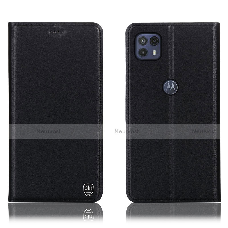 Leather Case Stands Flip Cover Holder H21P for Motorola Moto G50 5G Black