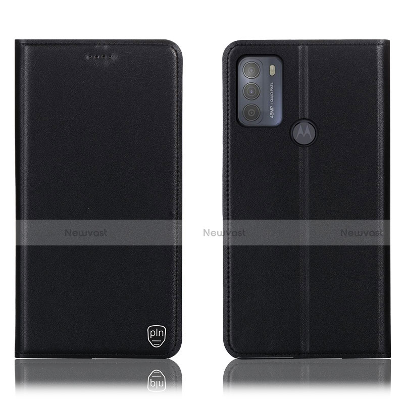 Leather Case Stands Flip Cover Holder H21P for Motorola Moto G50 Black