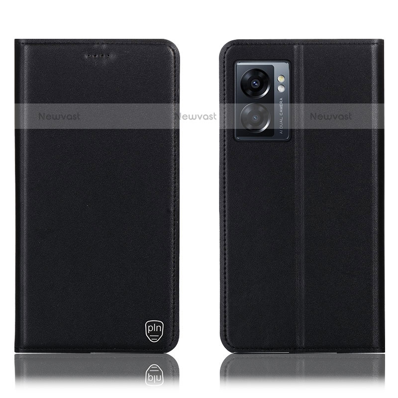 Leather Case Stands Flip Cover Holder H21P for OnePlus Nord N300 5G Black