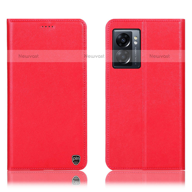 Leather Case Stands Flip Cover Holder H21P for OnePlus Nord N300 5G Red