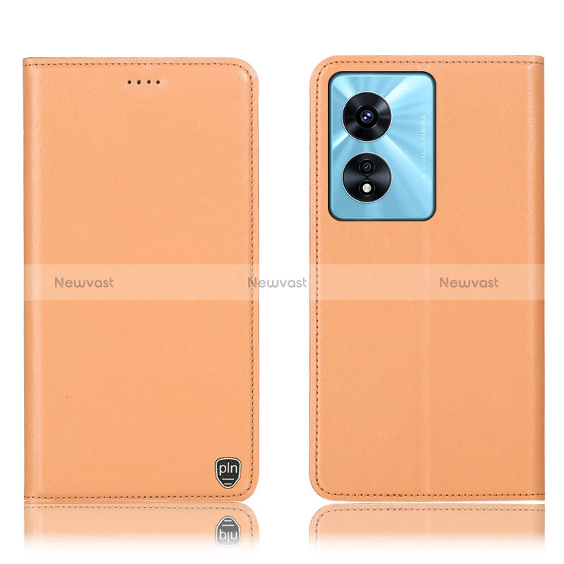 Leather Case Stands Flip Cover Holder H21P for Oppo A58 5G