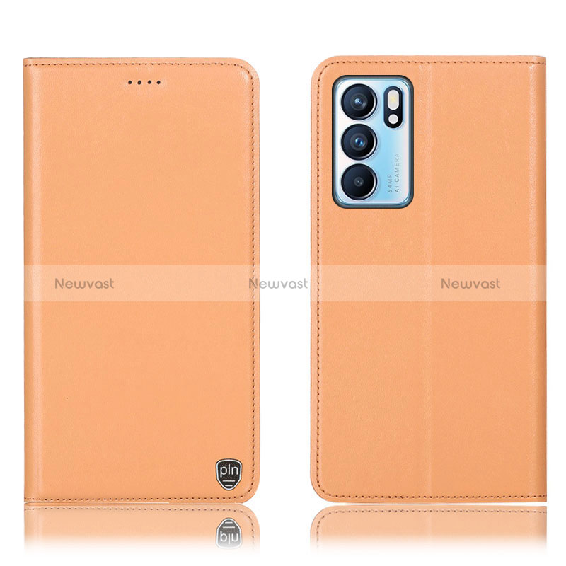 Leather Case Stands Flip Cover Holder H21P for Oppo Reno6 5G