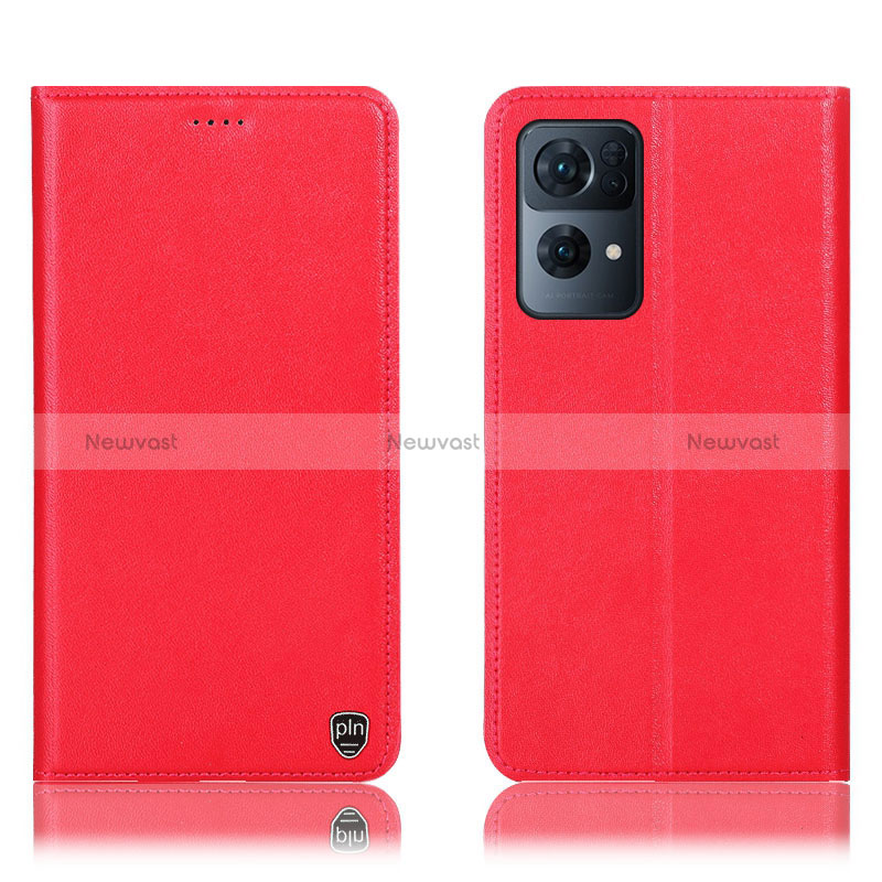 Leather Case Stands Flip Cover Holder H21P for Oppo Reno7 Pro 5G Red