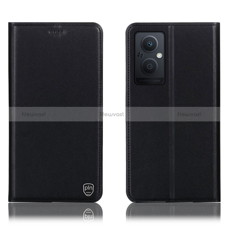 Leather Case Stands Flip Cover Holder H21P for Oppo Reno8 Z 5G Black